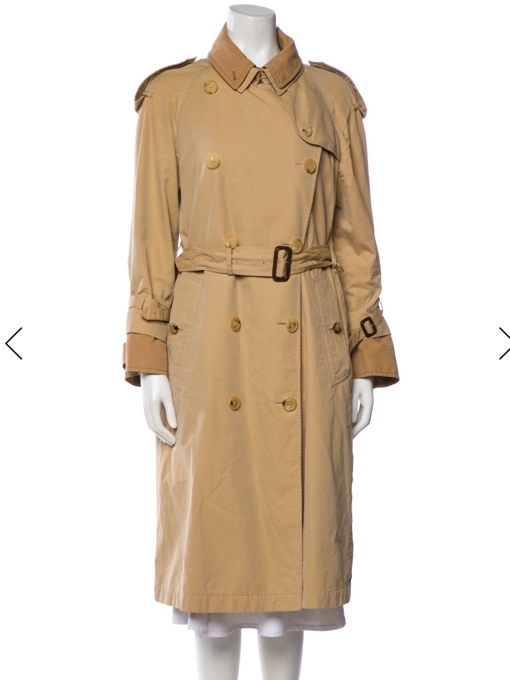 Burberry Tan Double-Breasted Trench Coat with Belt classic plaid USA 6